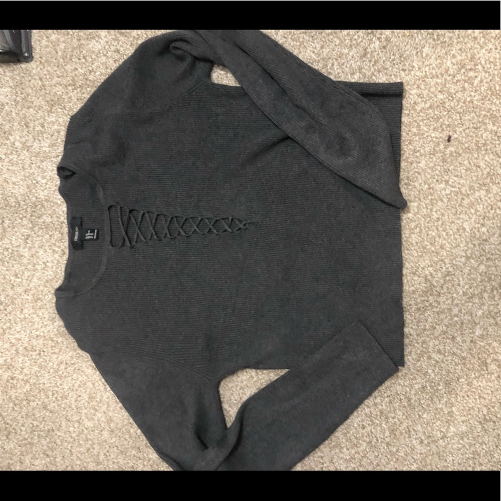 Forever 21 Plus Size Grey Strappy Sweater